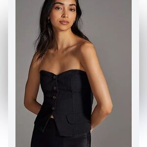 Anthropologie Black tailored chic corset Textured Top XL